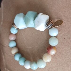 Julio Bracelet! Mint/cream/orange/red, silver & copper accent